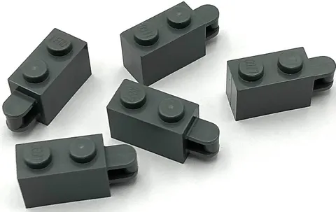 Lego 5 New Dark Bluish Gray Bricks Modified 1 x 2 with Bar Handle on End Parts
