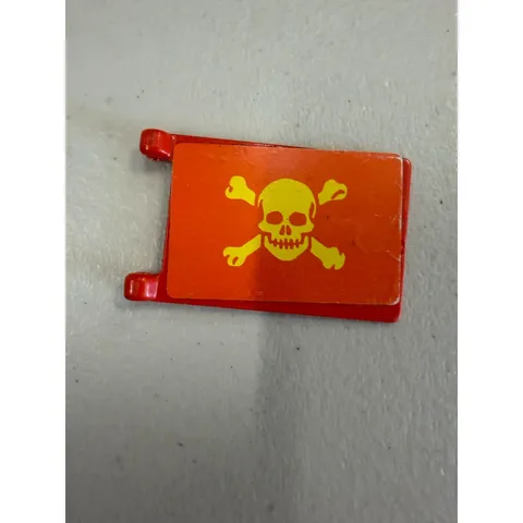 Vintage LEGO Pirate Flag Red with Yellow Skull and Crossbones 2335p02