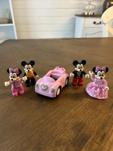 Mickey Mouse And Minnie Duplo LegoS and Minnie Car Pink Dress Tux 2 Sets EUC