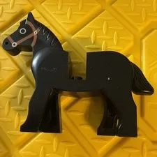 1x LEGO 4493 4493c01pb02 Horse Minifigure Animal - Black Vintage - Castle Farm!