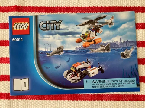 Lego City 60014 Coast Guard Patrol Helicopter & Mini-Sub Instruction Book 1 ONLY