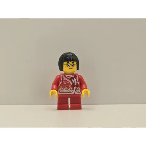 LEGO Holiday Minifigure hol222 Girl Red Shirt Bows Flower New Seasonal