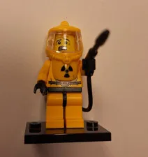LEGO - Series 4 Minifigure - Hazmat Guy - Minifig and Stand - Complete