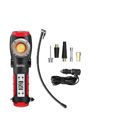 Emson Bionic Car Tire Inflator Portable Air Compressor Led Road Flare Work