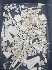 1 lb. Bulk Mixed White Legos - standard blocks and unique pieces (Lot H)