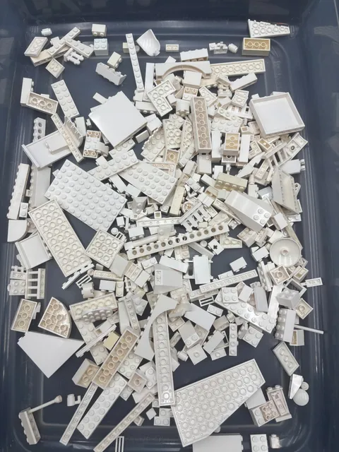 1 lb. Bulk Mixed White Legos - standard blocks and unique pieces (Lot H)
