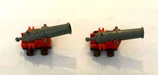 Vintage Lego - Lot of 2 - Pirate Cannons - Gray & Red with wheels