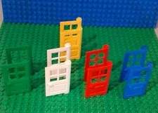 LEGO Doors 1 x 4 x 5 with 4 Panes with 2 Points on Pivot. In 5 Colors 10 Doors.