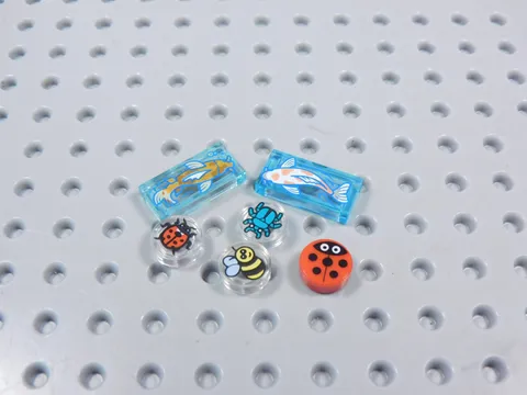 LEGO Lot of 6 Printed Animal Tiles Fish Ladybug Beetle Bug Minifig AZ