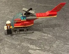 lego fire department helipcopter and firewoman unboxed built lego set - used