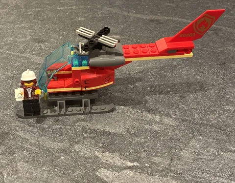 lego fire department helipcopter and firewoman unboxed built lego set - used