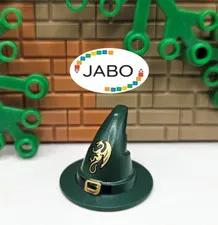 (S12/4/4) LEGO 6131pb03 Headgear Wizard Hat Gold Dragon Black