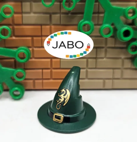 (S12/4/4) LEGO 6131pb03 Headgear Wizard Hat Gold Dragon Black