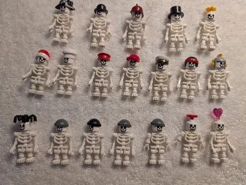 LEGO Skeleton Minifig Army Lot With Hats. Halloween