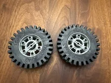 VTG Lego Technic Wheel 24x43 Black Full Rubber Tire Old Light Gray 3740 3739c01