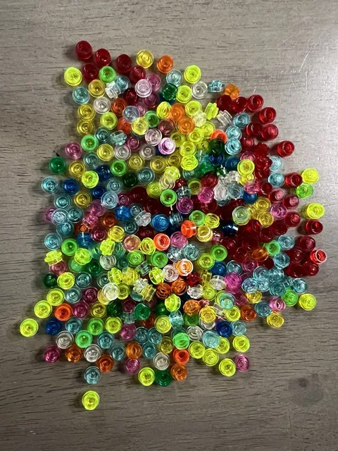 LEGO 4073 Translucent Mix Plate, Round 1x1 - 345 Pieces