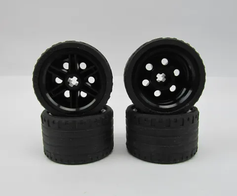 Lego Technic Black Wheel 56145 + Black Tire 37 x 22 55978 ~ SET of 4