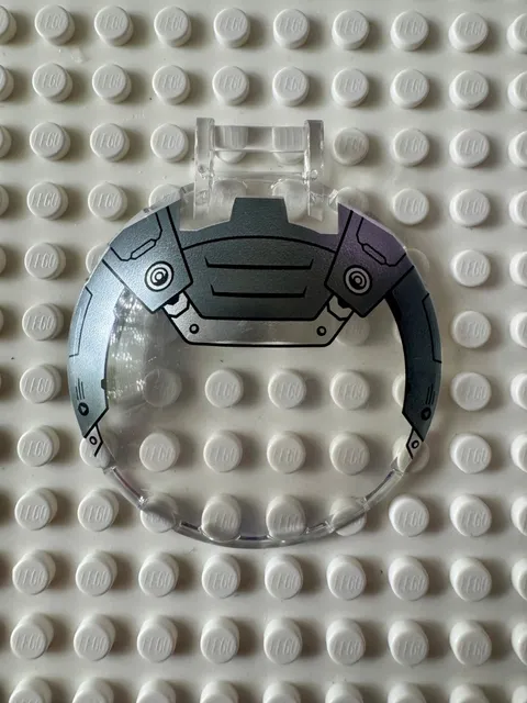 LEGO Dish 6x6 Inverted w Bar Handle w Dark Silver and Silver Armor 18675pb18