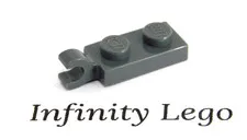 12 LEGO Dark Grey Plate 1 x 2 with Horizontal Clip on End (63868) - 12 Pieces