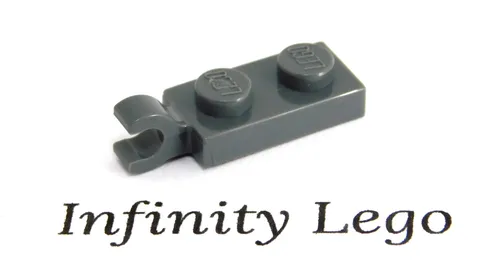 12 LEGO Dark Grey Plate 1 x 2 with Horizontal Clip on End (63868) - 12 Pieces