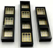 Lego 10 New Black Windows 1 x 2 x 2 Flat Front Town City Gold Lattice