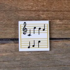 LEGO White Tile 2 x 2 w/Sheet Music Black Treble Clef Pattern 3068pb1291 Qty 1