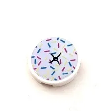 LEGO White Tile Round 2x2 Sprinkles Seat Cushion Black Button Pattern Piece Part