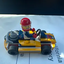 LEGO Race Buggy Yellow Go-Kart Vehicle w/ Driver Minifigure, Printed Parts #21