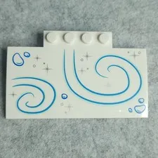 LEGO 15625pb016 Slope Curved 5 x 8 x 2/3 with 4 Studs Medium Azure Swirls White