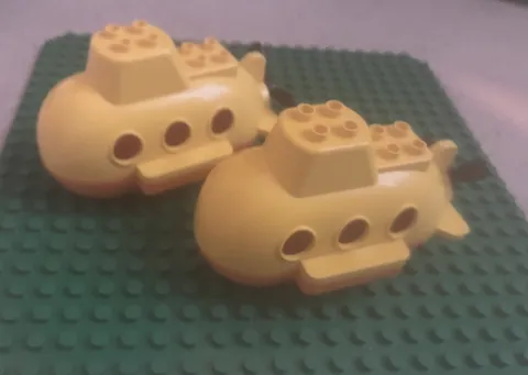Lego Duplo - Lot Of (2) Yellow & Orange Submarine Water Vehicle Pieces