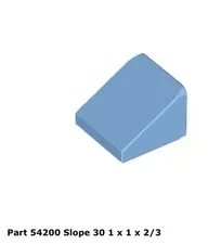 LEGO Medium Blue Slope 30 1x1x2/3 (54200) - 100 New Pieces - Cheese Slopes