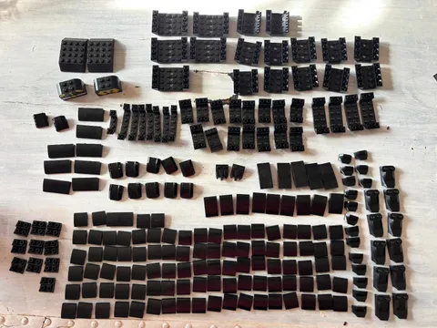 LEGO Lot 215 Black Slopes Curved 45 Degree Mixed Sizes Bulk Parts Pieces