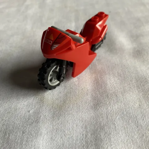 Lego Red Motorcycle Sport Bike Black Frame, Gray Wheels Motorbike Scooter City 