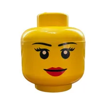 LEGO Storage Head Girl  7-1/3 Inches Tall - Yellow Minifigure Storage Small