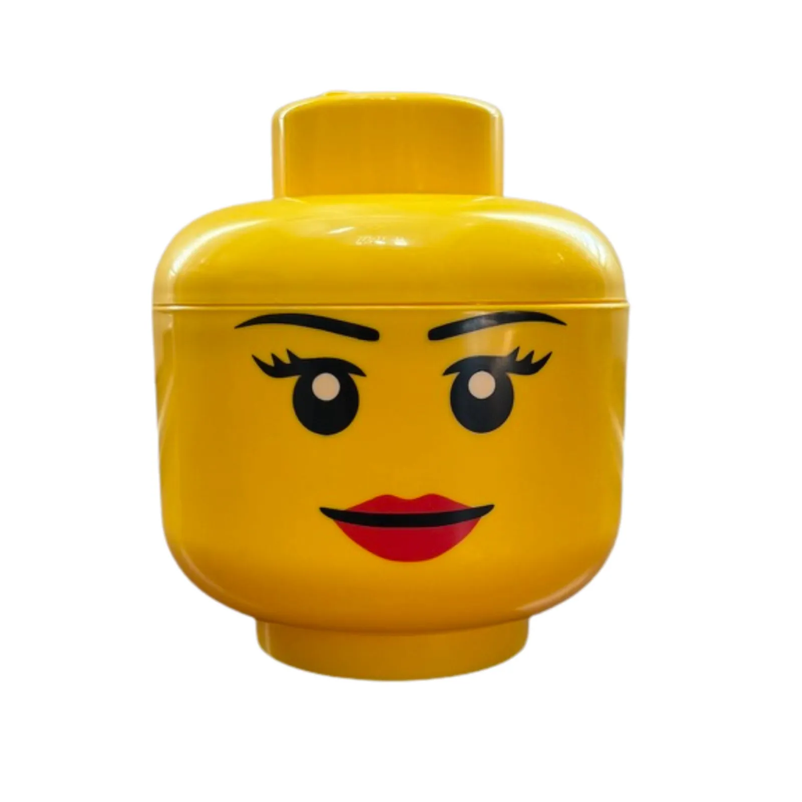 LEGO Storage Head Girl  7-1/3 Inches Tall - Yellow Minifigure Storage Small