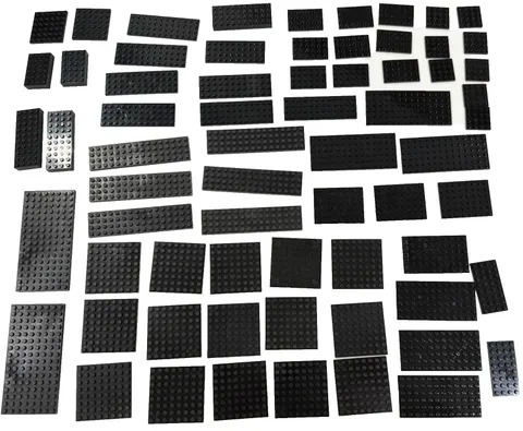 LEGO Black Plates Bulk Lot 74 Pcs 1lb 1oz Mixed Sizes 6x6 4x6 2x4 2x6 Genuine MO