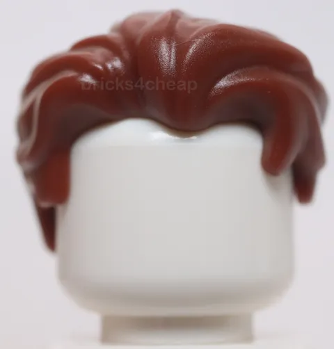 Lego Reddish Brown Minifigure Hair Swept Back Slight Widows Peak Short Sidebruns