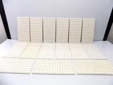 Lego 15 pc. White Studded Base Plates Lot {WASHED}