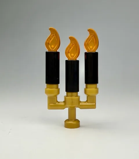 Genuine LEGO® Candelabra w/ 3 Black Candles & 3 Flames - New - Authentic