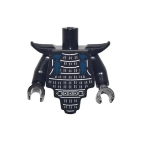 LEGO - Minifig, Torso Silver Armor Breastplate, Shoulder Pads & Blue Tassels