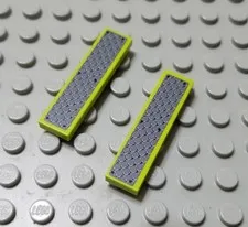 LEGO Lot of 2 Lime Green 1x4 Tiles with Tread Stickers