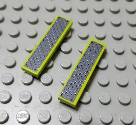 LEGO Lot of 2 Lime Green 1x4 Tiles with Tread Stickers
