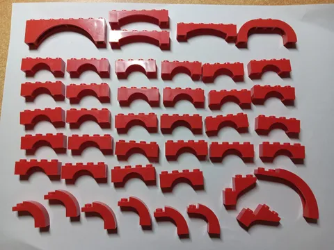 LEGO BULK LOT 42 RED ARCH BRICKS  1X8X2 1X6X2 1X6 1X4 1X3X2