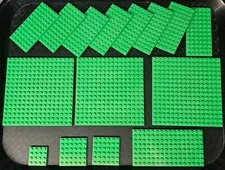 Lego 15 Pc BRIGHT GREEN Lego Building Plates Lot 16x16 8x16 6x6 4x8 6x12