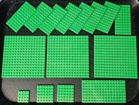 Lego 15 Pc BRIGHT GREEN Lego Building Plates Lot 16x16 8x16 6x6 4x8 6x12