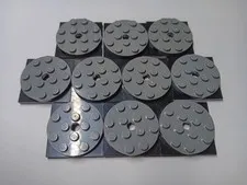 LEGO BULK LOT 10 DARK BLUISH GRAY 4X4 TURNTABLE BLACK SQUARE BASE 4 X 4 X 2/3
