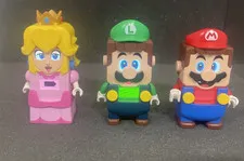 All 3 LEGO Super Mario Luigi Princess Peach Interactive Talking Figures Complete