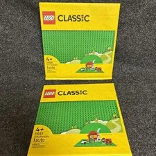 LEGO - 2 Large Baseplate 32 x 32 (10X10") Flat Base Plate - Green  NEW