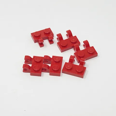60470b LEGO Plate Mod 1x2 w/ 2 Open O Clip Horizontal Grip RED (6)
