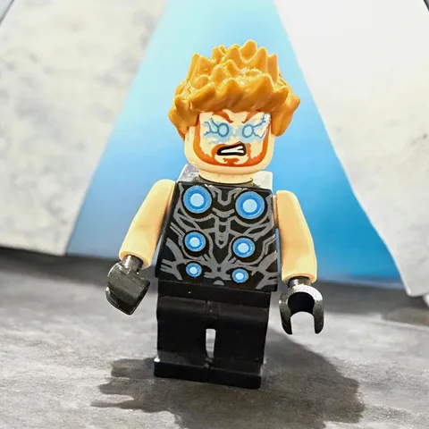 LEGO Minifigure Thor  Spiky Hair or Orange Hair, Black Outfit, Plastic Figure